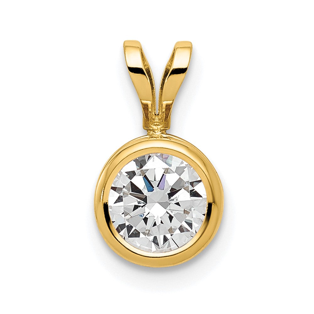14k Yellow Gold 14k 6mm Cubic Zirconia bezel pendant