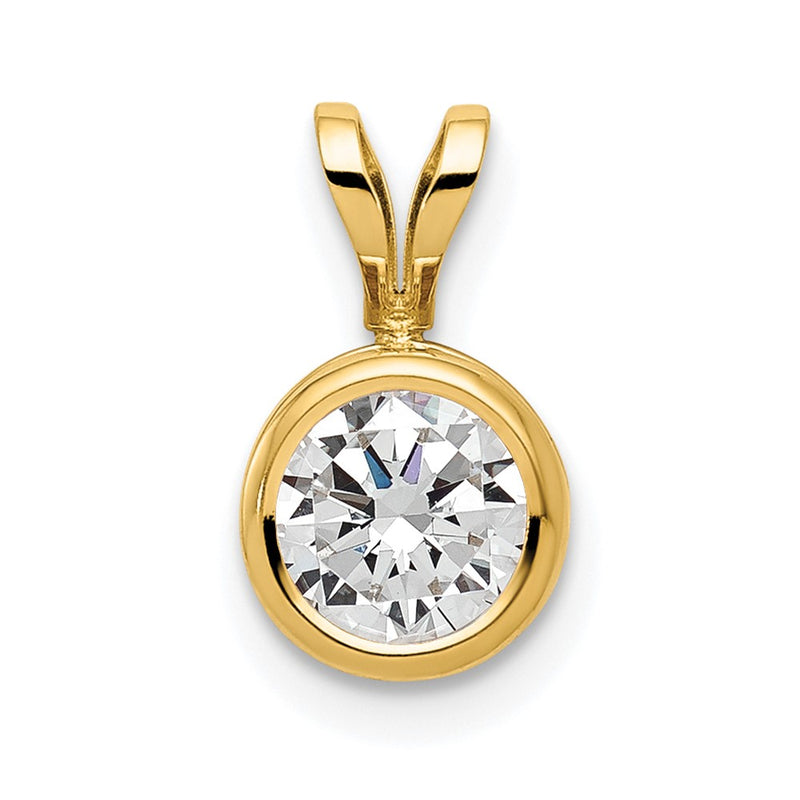 14k Yellow Gold 14k 6mm Cubic Zirconia bezel pendant