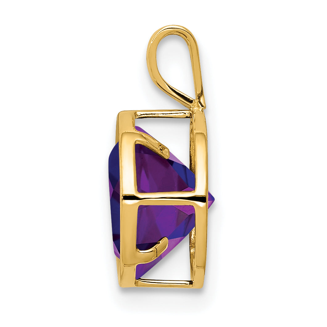 14K Yellow Gold 8mm Amethyst bezel pendant