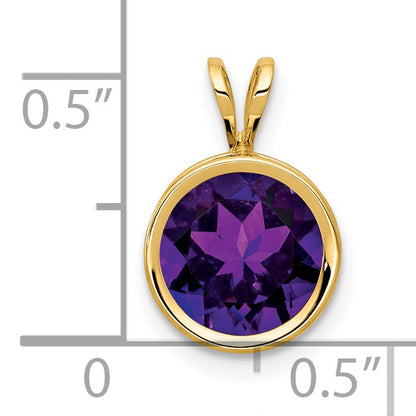 14K Yellow Gold 8mm Amethyst bezel pendant