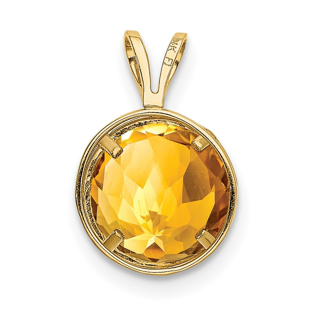 14K Yellow Gold Citrine bezel pendant