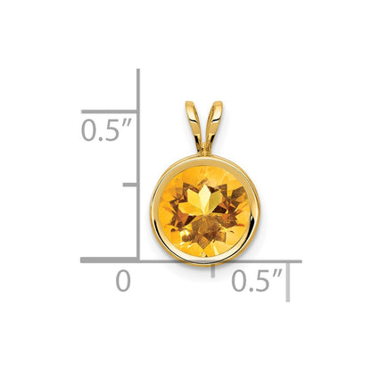 14K Yellow Gold Citrine bezel pendant
