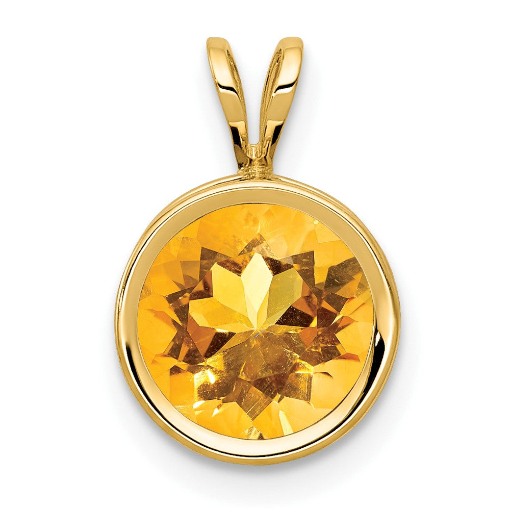 14K Yellow Gold Citrine bezel pendant