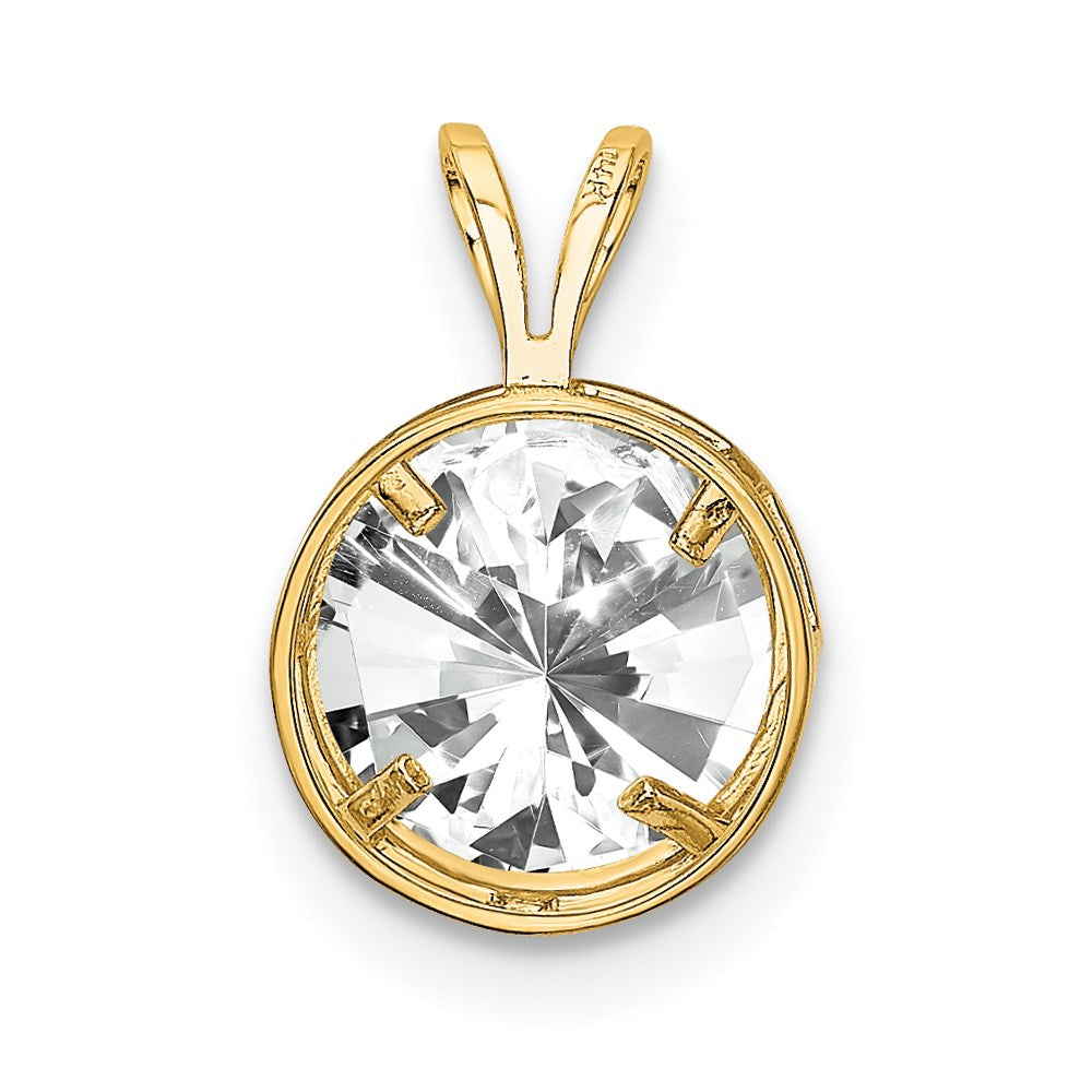 14k Yellow Gold 14k 8mm Cubic Zirconia bezel pendant