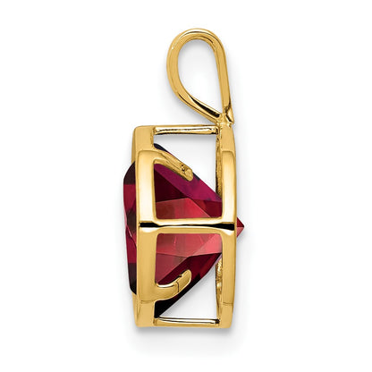 14K Yellow Gold 8mm Garnet bezel pendant