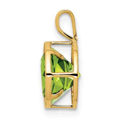 14K Yellow Gold 8mm Peridot Bezel Pendant