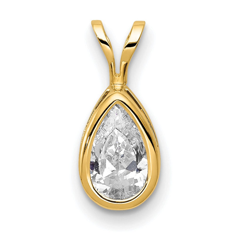 14k Yellow Gold 14k 8x5mm Pear Cubic Zirconia bezel pendant