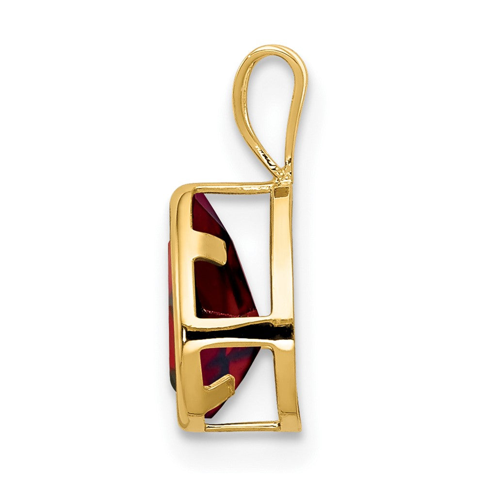 14K Yellow Gold 8x5mm Pear Garnet bezel pendant