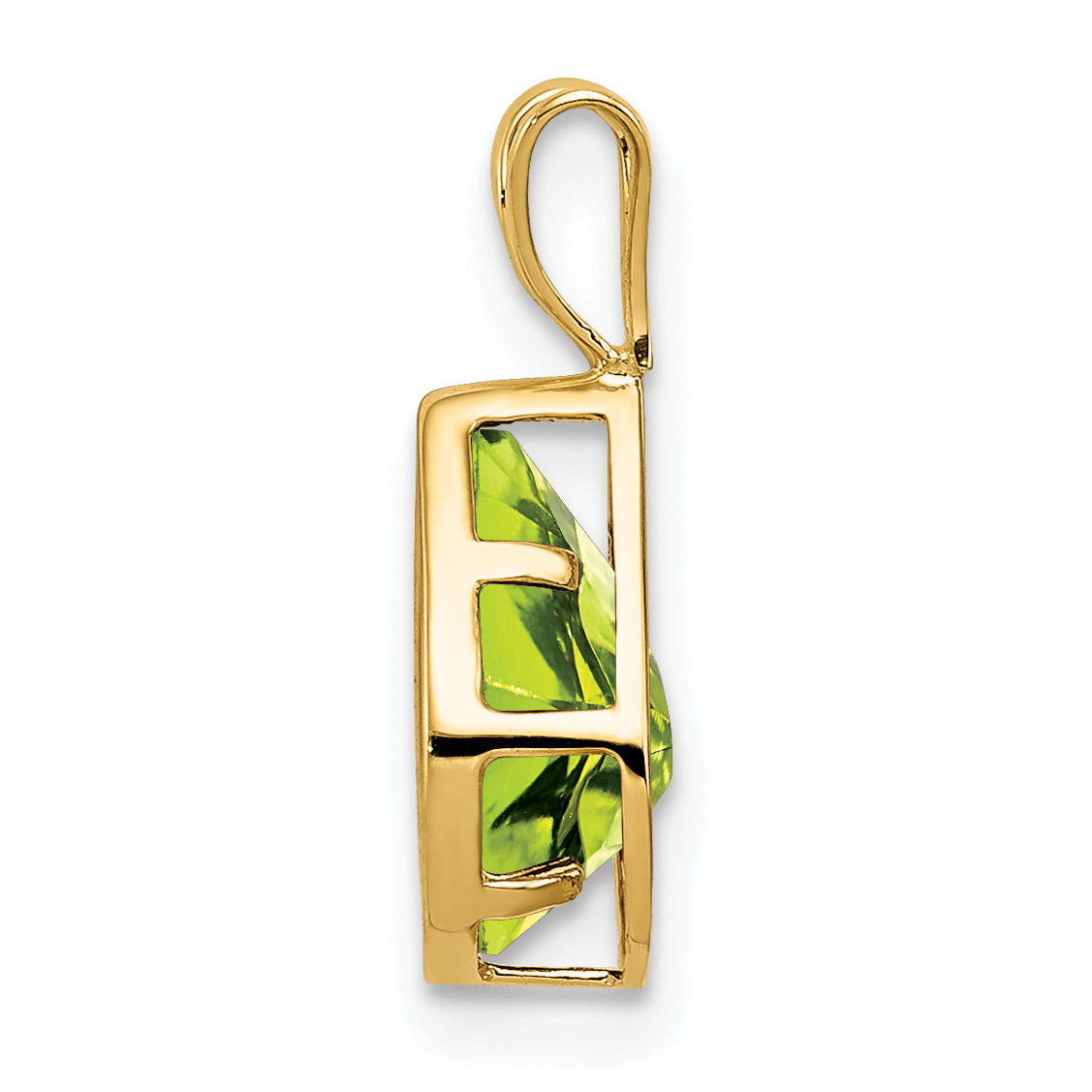 14K Yellow Gold 9x6mm Pear Peridot bezel pendant