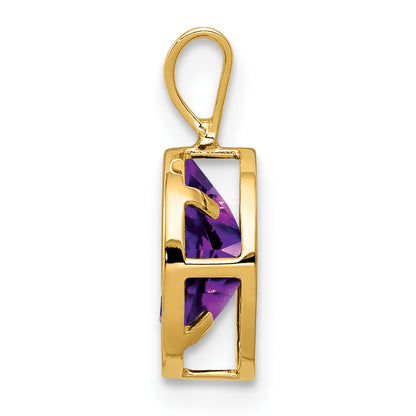 14K Yellow Gold 8x6mm Oval Amethyst Checker bezel pendant