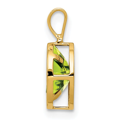 14K Yellow Gold 8x6mm Oval Peridot Checker bezel pendant