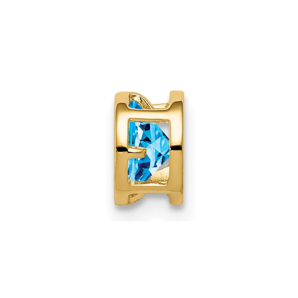 14K Yellow Gold 5mm Blue Topaz Checker bezel pendant