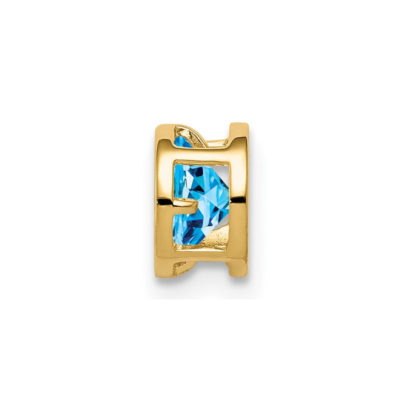 14K Yellow Gold 5mm Blue Topaz Checker bezel pendant