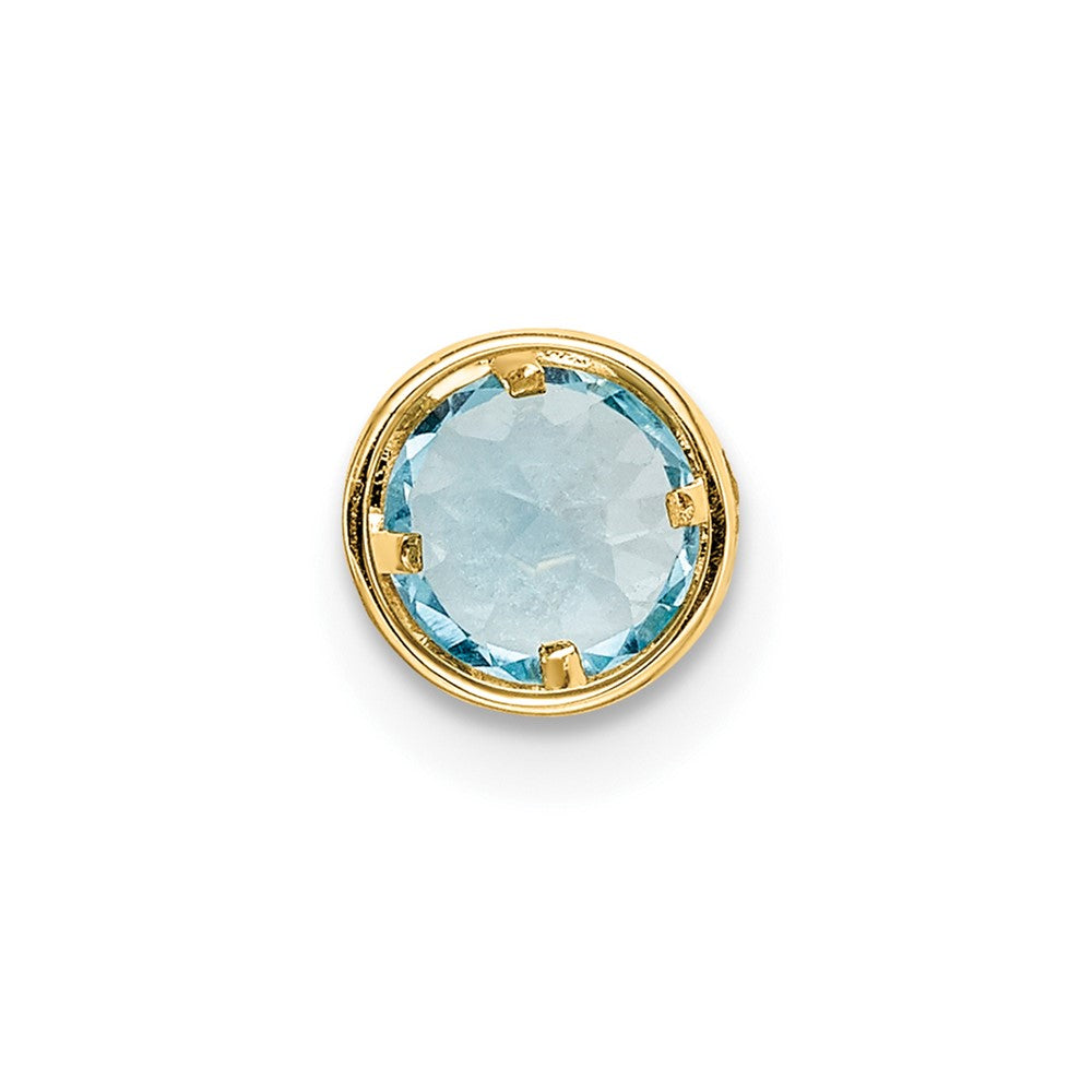 14K Yellow Gold 5mm Blue Topaz Checker bezel pendant