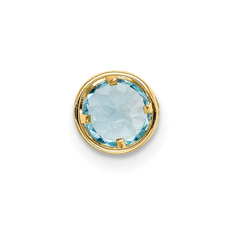 14K Yellow Gold 5mm Blue Topaz Checker bezel pendant