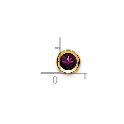 14K Yellow Gold 5mm Rhodolite Garnet Bezel Pendant