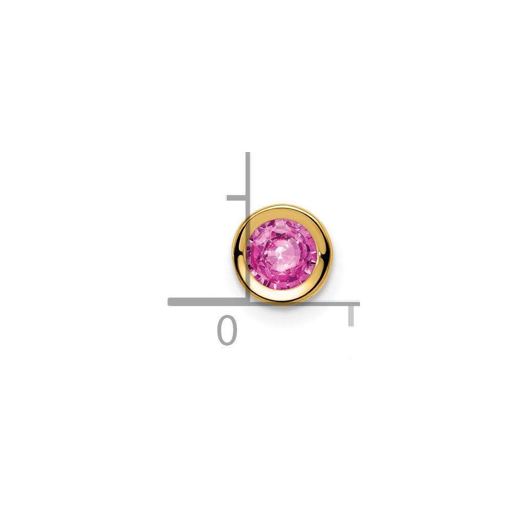 14K Yellow Gold 5mm Pink Sapphire Bezel Pendant