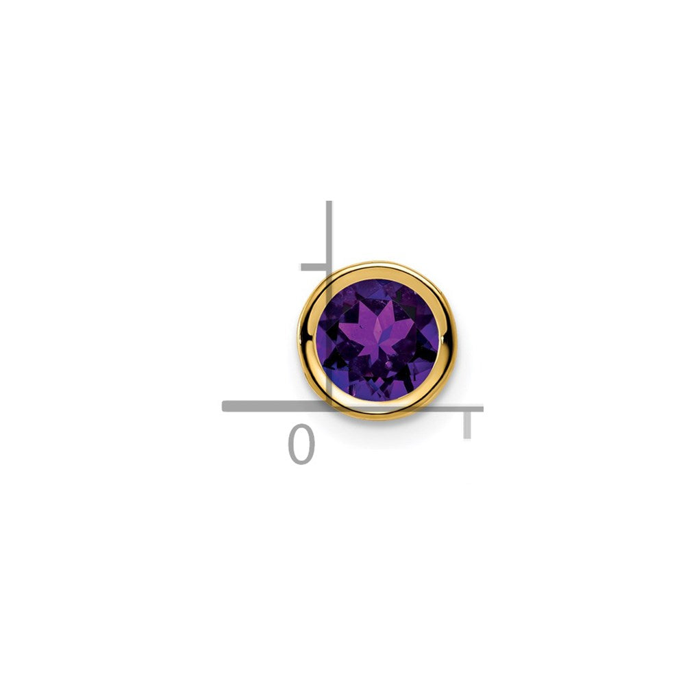 14K Yellow Gold 6mm Amethyst bezel pendant