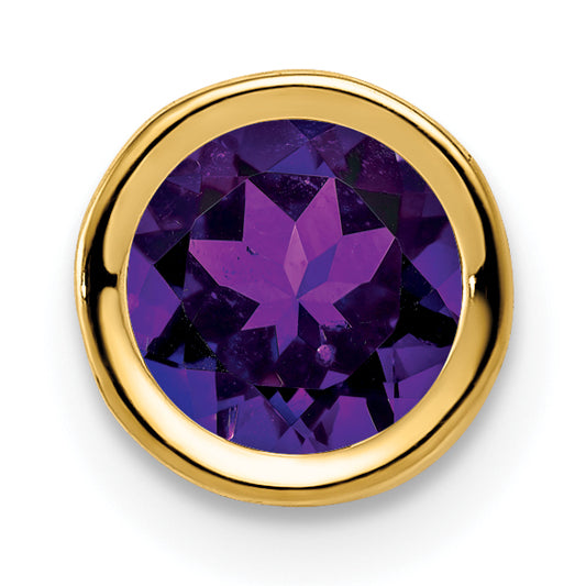 14K Yellow Gold 6mm Amethyst bezel pendant