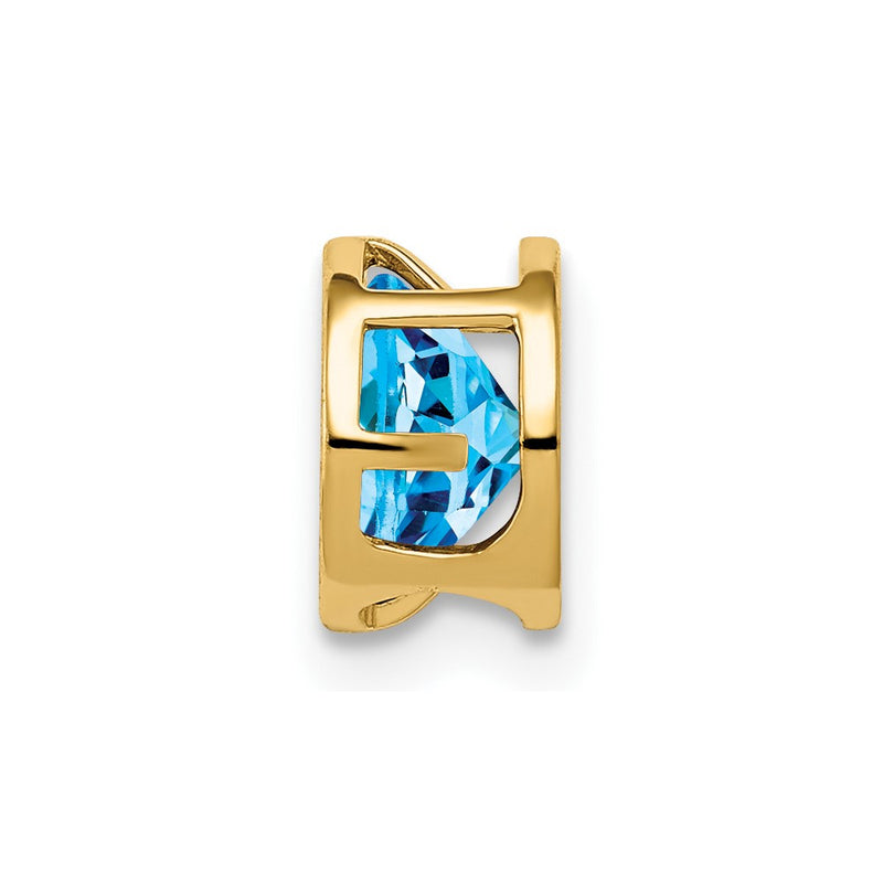 14K Yellow Gold 6mm Blue Topaz bezel pendant