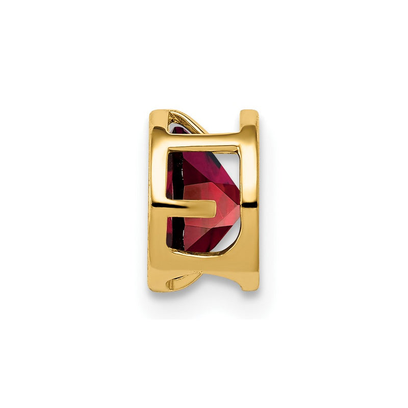 14K Yellow Gold 6mm Garnet Checker bezel pendant
