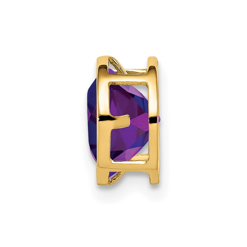 14K Yellow Gold 7mm Amethyst bezel pendant