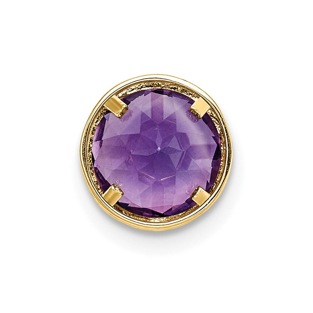 14K Yellow Gold 7mm Amethyst bezel pendant
