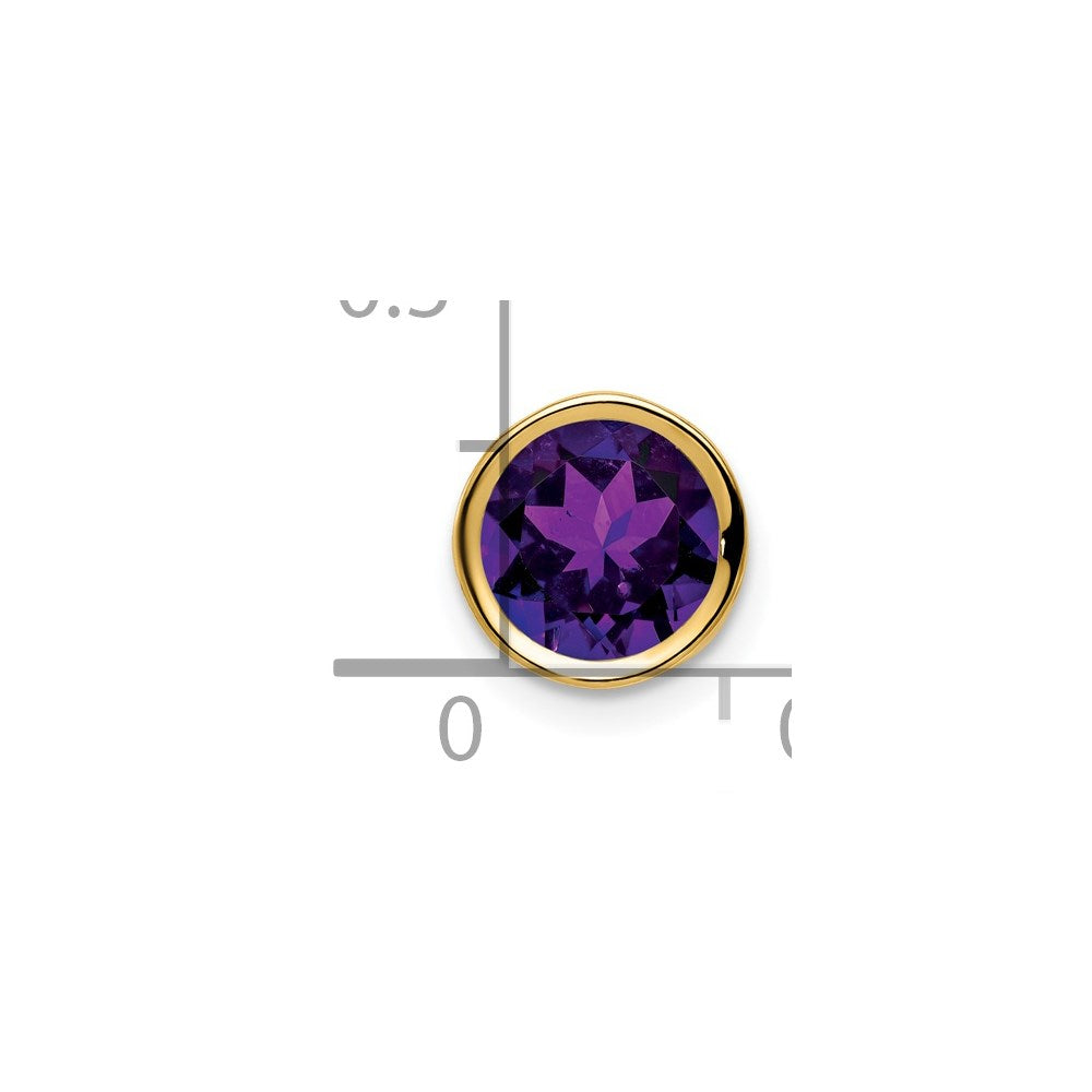 14K Yellow Gold 7mm Amethyst bezel pendant
