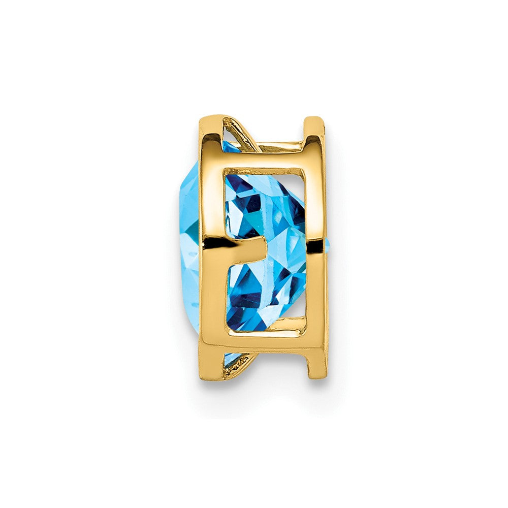 14K Yellow Gold 7mm Blue Topaz Checker bezel pendant