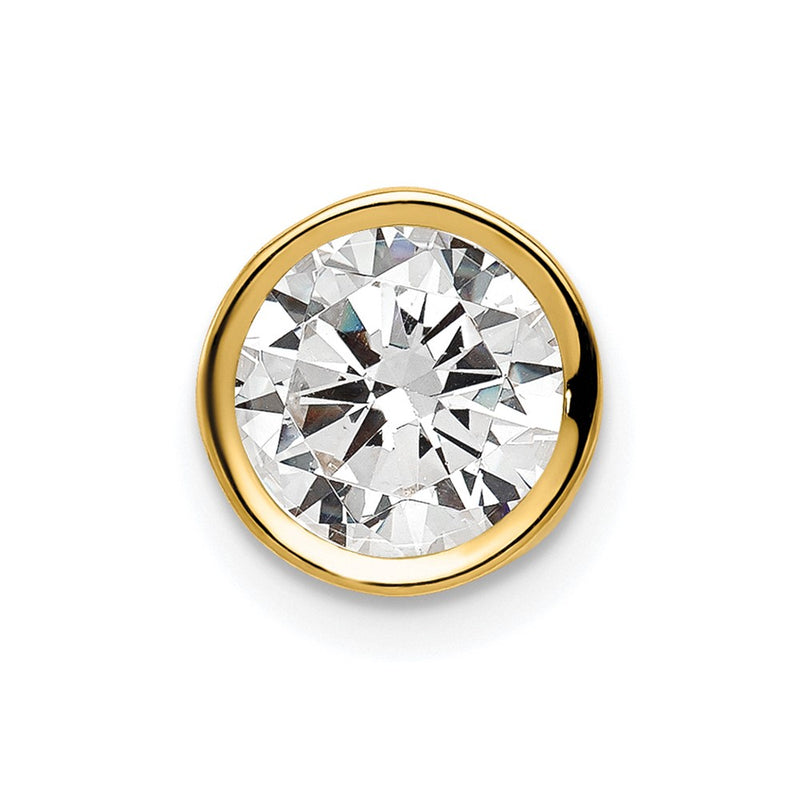 14k Yellow Gold 14k 7mm Cubic Zirconia Bezel Pendant