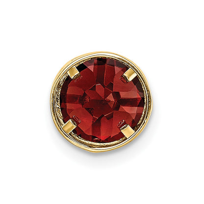 14K Yellow Gold 7mm Garnet bezel pendant
