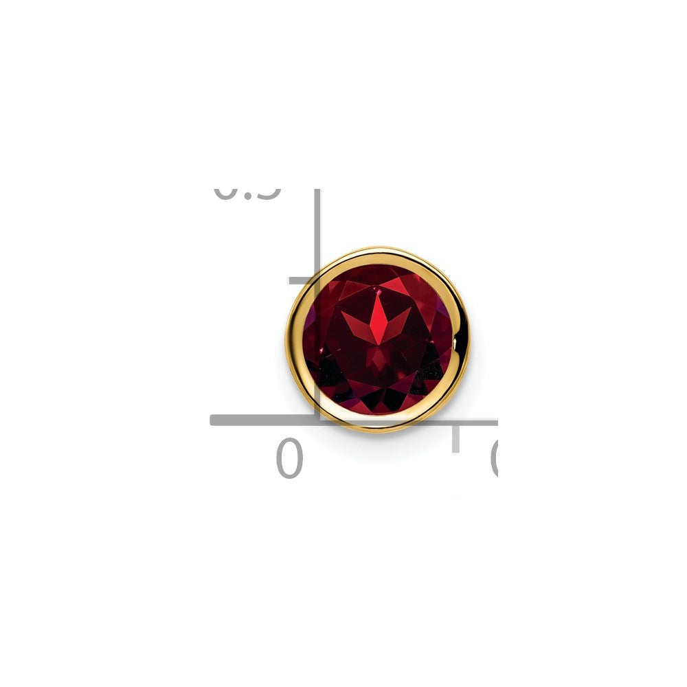 14K Yellow Gold 7mm Garnet bezel pendant