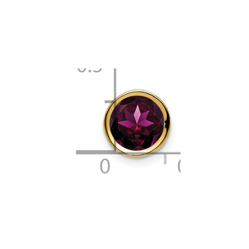 14K Yellow Gold 7mm Rhodolite Garnet Bezel Pendant
