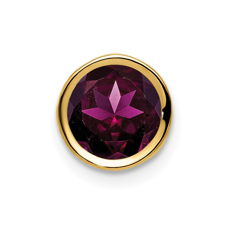 14K Yellow Gold 7mm Rhodolite Garnet Bezel Pendant