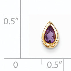 14K Yellow Gold 6x4mm Pear Amethyst Checker bezel pendant