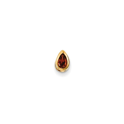14K Yellow Gold 6x4mm Pear Garnet bezel pendant