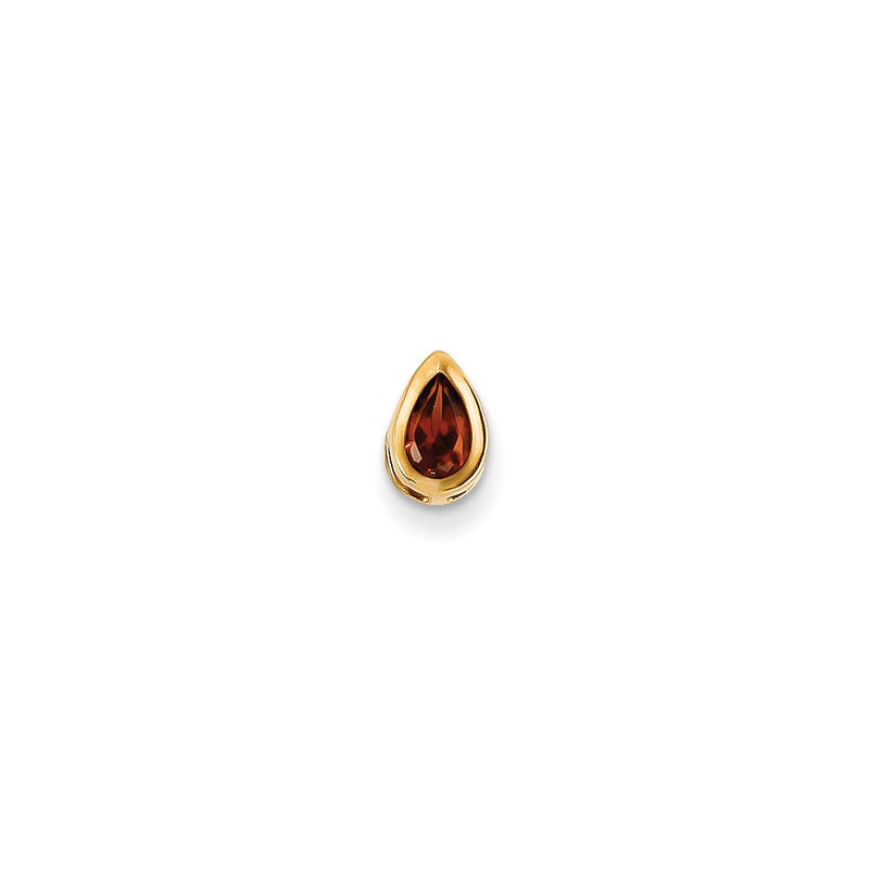 14K Yellow Gold 6x4mm Pear Garnet bezel pendant