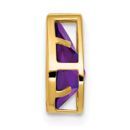 14K Yellow Gold 9x6mm Pear Amethyst bezel pendant