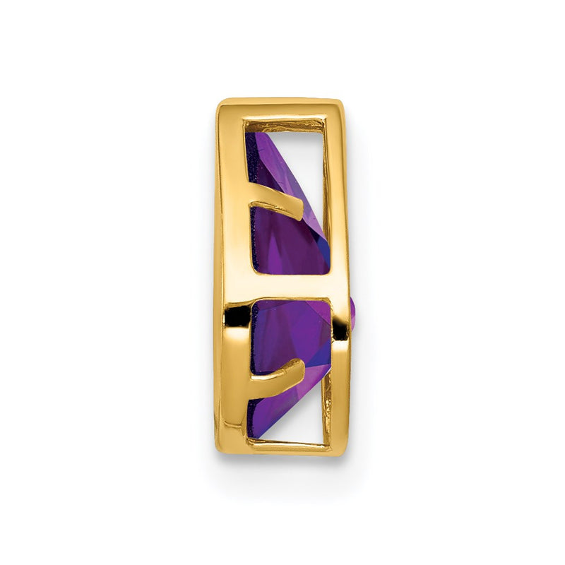 14K Yellow Gold 9x6mm Pear Amethyst bezel pendant