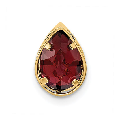 14K Yellow Gold 9x6mm Pear Garnet bezel pendant