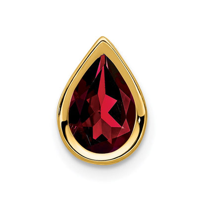 14K Yellow Gold 9x6mm Pear Garnet bezel pendant