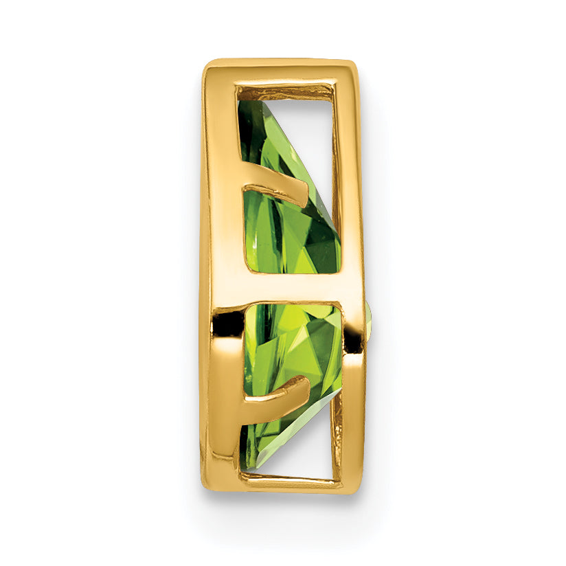 14K Yellow Gold 9x6mm Pear Peridot bezel pendant