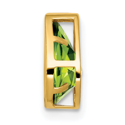 14K Yellow Gold 9x6mm Pear Peridot bezel pendant