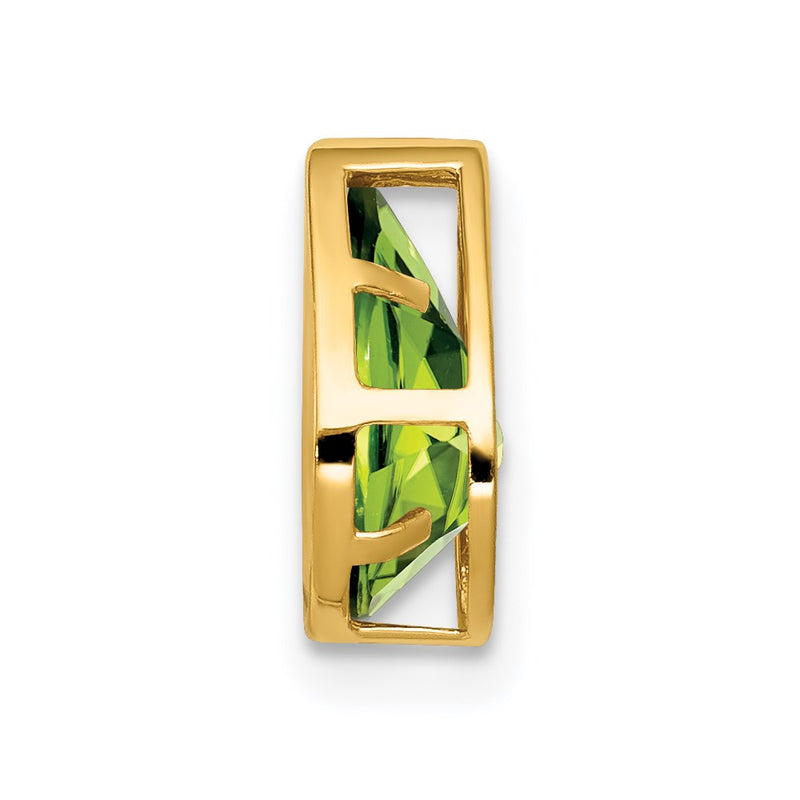 14K Yellow Gold 9x6mm Pear Peridot bezel pendant
