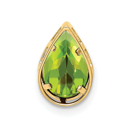 14K Yellow Gold 9x6mm Pear Peridot bezel pendant