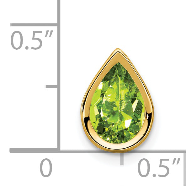 14K Yellow Gold 9x6mm Pear Peridot bezel pendant