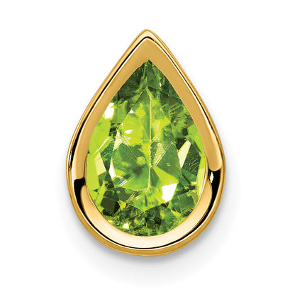 14K Yellow Gold 9x6mm Pear Peridot bezel pendant