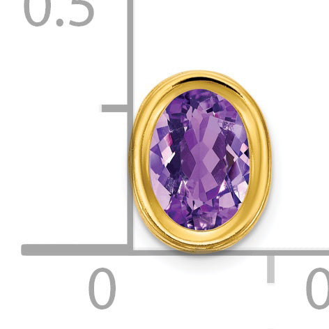 14K Yellow Gold 7x5mm Oval Amethyst bezel pendant