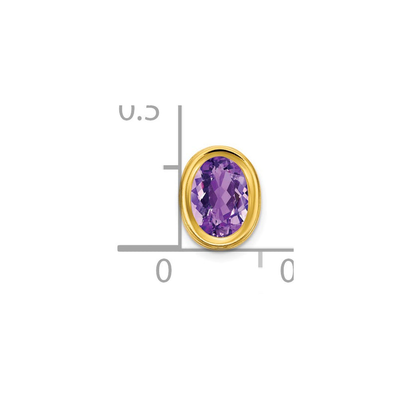 14K Yellow Gold 7x5mm Oval Amethyst bezel pendant
