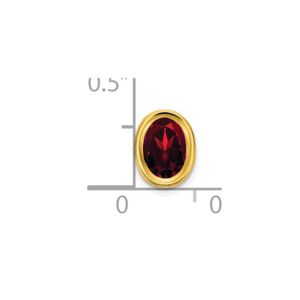 14K Yellow Gold 7x5mm Oval Garnet bezel pendant